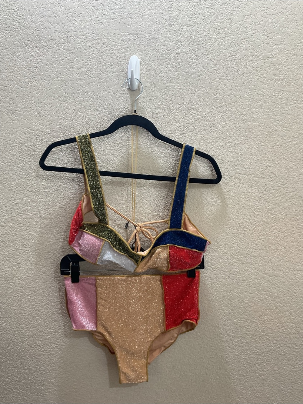 Colorblock Glitter Two-Piece Bikini - Multicolor